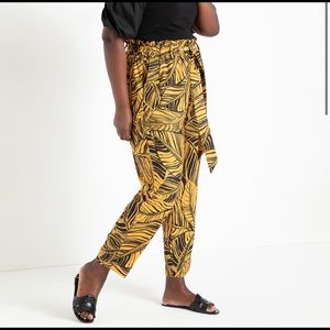 Eloquii Yellow Print Ruffle Waist Pant 20W